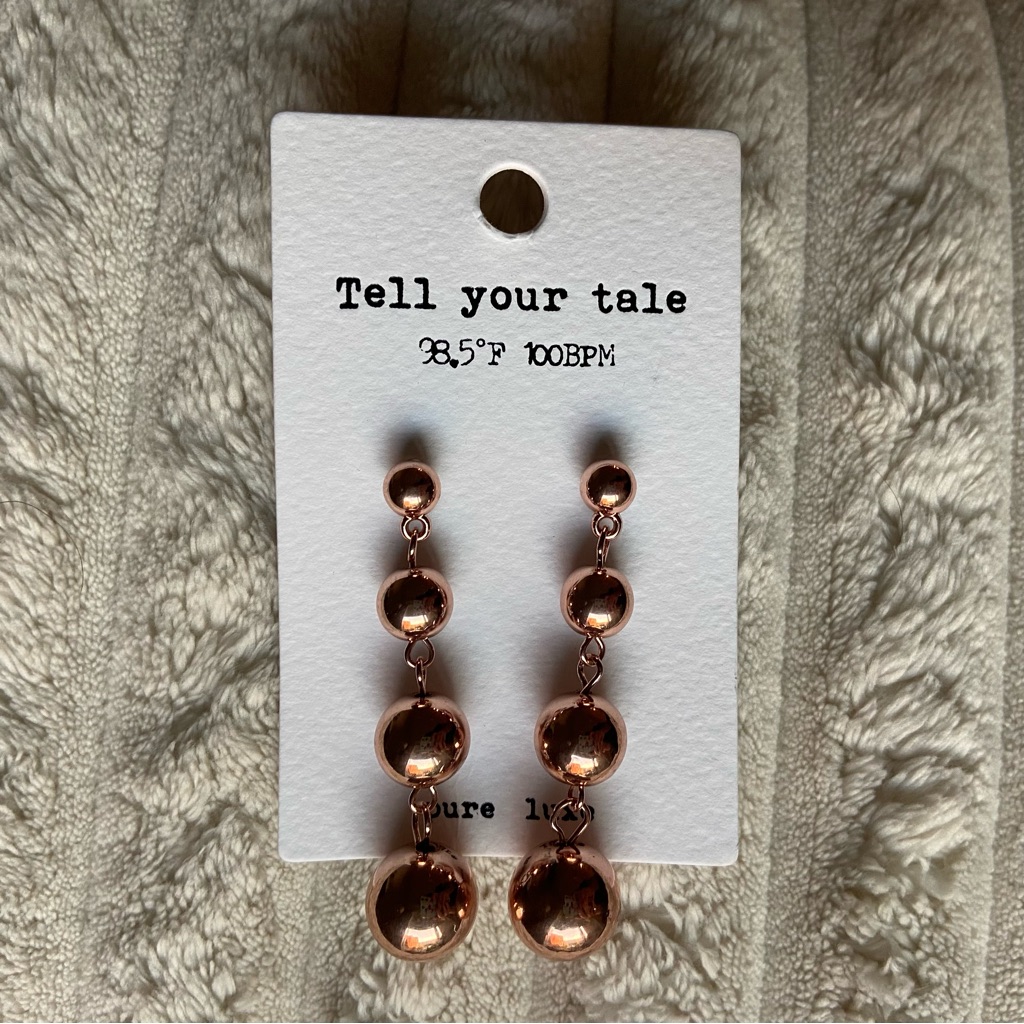 Rose Gold Plastic Bead Earrings With Post-Backs